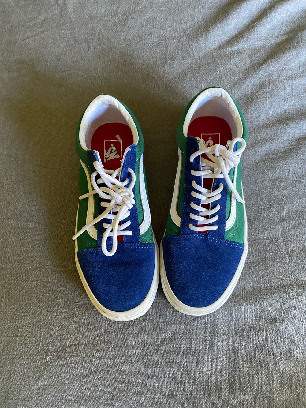 Vans Old Skool Low Top Sneakers in Blue, Green & White